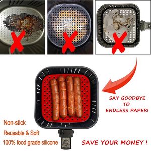 Tapis de cuisson en silicone réutilisable rond et carré sans BPA, résistant aux hautes températures, pour friteuse à air et four, vente en gros usine - Product Image 2