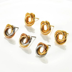 1 par de pendientes de acero inoxidable con diseño en espiral, estilo punk, geométricos, plateados y dorados, para mujeres y niñas, regalo de joyería. - Product Image 6
