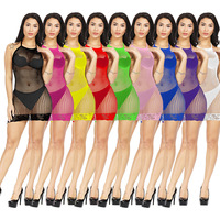 En gros Body mini-robe en résille à licou pour femme, une pièce exotique et séduisante, Lingerie sexy, Pyjama doux