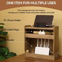 Boîte de rangement pour routeur WiFi, étagère en bois pour organiser le routeur sans fil, boîte de rangement pour cordon d'alimentation et prise