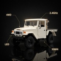 Voiture RC Hobbi Grade 4x4, pick-up classique à plateau, télécommandée, style rétro, 2,4 GHz, LED, portée 30-50m, ABS+Métal, prête à l'emploi avec chargeur