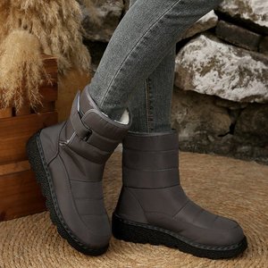 Bottes d'hiver doublées de velours, chaudes, à semelle épaisse, pour femmes, grandes tailles, en tissu de coton - Product Image 6