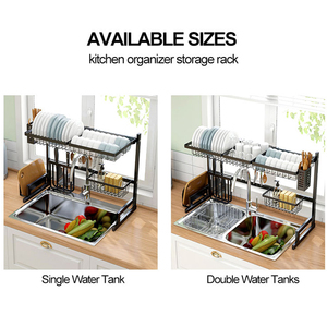 متعدد الوظائف مزدوج الطبقة حوض تخزين المطبخ رف طبق خالية من لكمة الغبار كونترتوب تجفيف خزانة أدوات الطعام حامل - Product Image 5