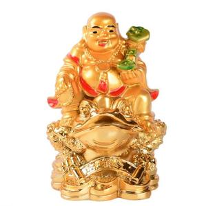 Statue de <span class=keywords><strong>bouddha</strong></span> hilarant doré en résine Feng Shui, décoration de cadeau porte-bonheur, Statue Feng Shui de grenouille - Product Image 1