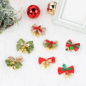 Kerst Boog Met Klokken Mini Strik Ornament Craft Aanwezig Boog Kerstboom Opknoping Decor