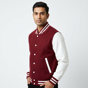 Personalized ODM Service Custom Embroidery Canvas Varsity Letterman <b>Jackets</b> <b>Men</b> Vintage Blank <b>Long</b> Sleeve Eco-Friendly - Product Image 1