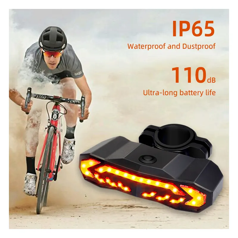 USB Rechargeable LED Bike Lights with Smart Brake Rear bike Light   Motorcycle Alarm PC Material IP65 Waterproof Features