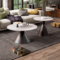 Table console ronde de style nordique en métal robuste et durable avec dessus en pierre frittée petite table basse pour bureau à domicile