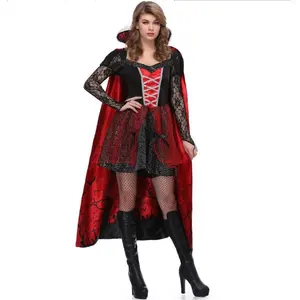 Halloween Cosplay Gothique Vampire Costume TV & Film Femme Fantôme Robe avec Cape