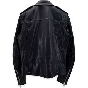 Chaqueta de cuero genuino de talla grande estilo <span class=keywords><strong>Hedi</strong></span> de alta calidad, inspirada en la motocicleta de invierno, característica a prueba de agua, logotipo frontal, Cuello con remaches - Product Image 2