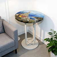 Artisanat en résine pour meubles de maison, salon, table basse en résine époxy avec design marin en galets, table basse ronde moderne de luxe