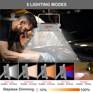 Projecteur Solaire LED d'Extérieur à Économie d'Énergie 5 Modes Stock Entrepôt Allemagne Lumière d'Urgence pour Randonnée Camping Pêche Jardin - Product Image 6