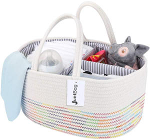 Bac de rangement en corde de coton tissé coloré pour Table à <span class=keywords><strong>langer</strong></span> et voiture, <span class=keywords><strong>sac</strong></span> de rangement pour couches de bébé détachables - Product Image 1