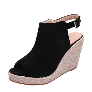 Sandales compensées en daim à bout ouvert pour femme avec bride de cheville à boucle, style espadrille plateforme, pour l'été et le quotidien - Product Image 5
