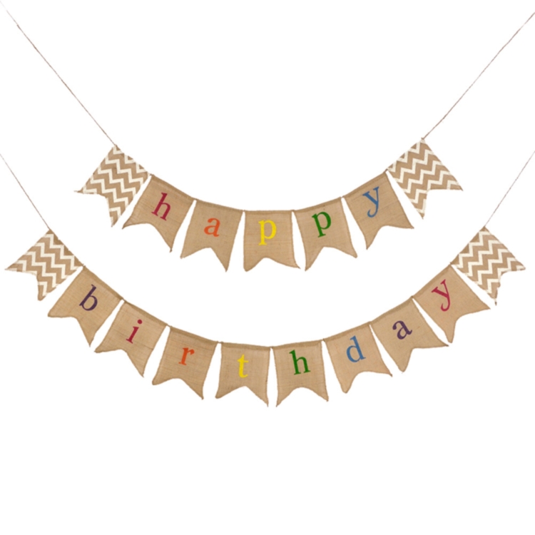2.5m Happy Birthday Jute Hessian Cloth Burlap Banner Bunting Hanging Banners for Party Supplier