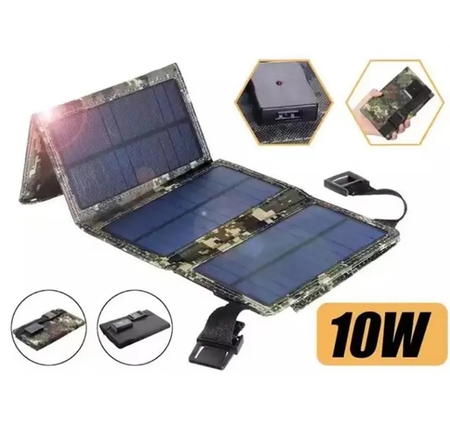Customized Portable 10W Foldable Solar Panel High Efficiency Intelligent Phone Charger for Outdoor Camping and Hiking