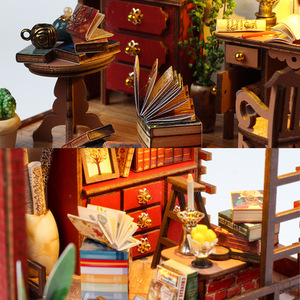 Maison de fleurs créative Martin Bookstore à assembler, en bois, faite à la main, cadeaux, jouets, articles décoratifs, modèles de construction, modèle de cabane DIY - Product Image 3