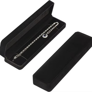 Custom Logo Square <b>Red</b> Flip Simple Black Velvet Buckle Closure <b>Bracelet</b> Necklace Jewelry Packaging - Product Image 3