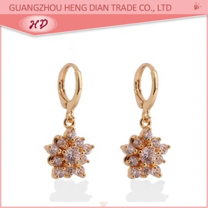 Conjunto de joyería de circonia cúbica con flores de color dorado, collar con colgante, pendientes colgantes para mujer, uso diario para fiestas - Product Image 4