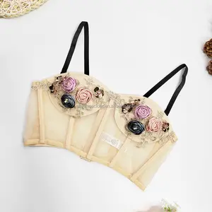Lencería Sexy para mujer, camisola inalámbrica con bordado Floral, parte superior de sujetador, compra en línea de Uae de Alibaba