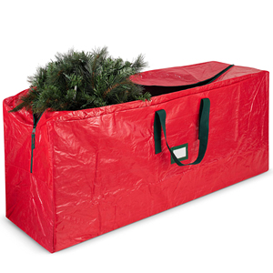 Whose Zipper Durable Handles PE Woven Red Storage <b>Bag</b> Oxford for 7.5 9 ft Christmas Tree - Product Image 1