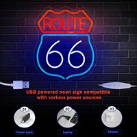 Route 66 Letreros Neon LED, lumière ambiante à intensité variable, alimentée par USB, décoration de vitrine, lumière indicatrice de rue, personnalisable 5V