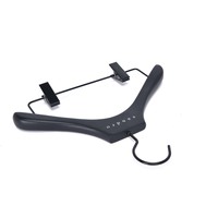 Kindome Luxury cintre en bois noir avec épaule floquée en velours cintre en bois personnalisé avec logo pour vêtements pour enfants
