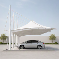 Abri de voiture en tissu tendu, auvent conique, parapluie à pignon, abri de stationnement autoportant à câbles, imperméable, résistant aux UV, luxe sur mesure
