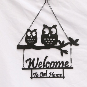Hibou en métal découpé au laser noir, finition peinte à la main, personnalisable, décoration de jardin, art mural suspendu pour extérieur, cadeaux uniques pour Pâques - Product Image 2