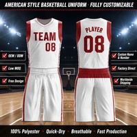 Seragam Basket Amerika Kustom Pabrik, Sublimasi, Tanpa Lengan, Kerah V, dengan Nama dan Nomor Personalisasi OEM