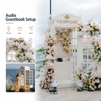 Cabine téléphonique vintage londonienne en fer blanc, livre d'or audio, décoration florale pour mariage, événement, accessoire de photomaton pour lieu de réception