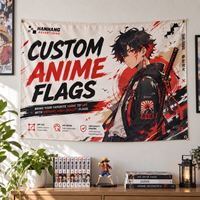 Drapeau personnalisé de 3x5 pieds avec personnage d'anime, bannière publicitaire rectangulaire en polyester non tissé, impression numérique pour affichage extérieur
