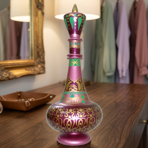 Zahereen LJ141 Bouteille Jennie Genie en verre soufflé à la bouche et peinte à la main, design rustique Mûrier Violet, glaçure opaque décorative - Product Image 3