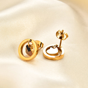 Pendientes Colgantes Tricolor con Forma de Corazón, Acero, Oro, Aleación de Zinc, Joyería para Fiestas - Product Image 3