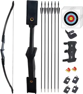 Kit de arco e flecha de madeira para caça e tiro de remoção de 58 polegadas 30lbs a 55lbs