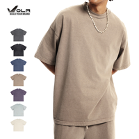 T-shirt oversize en coton pur délavé à l'ancienne, 310 GSM, pour un look décontracté en plein air