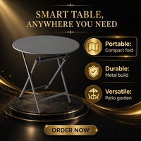 Table à manger pliante moderne et durable avec plateau en fer, 60 cm, structure métallique légère, imperméable, pour extérieur, hôtel, patio, jardin, camping