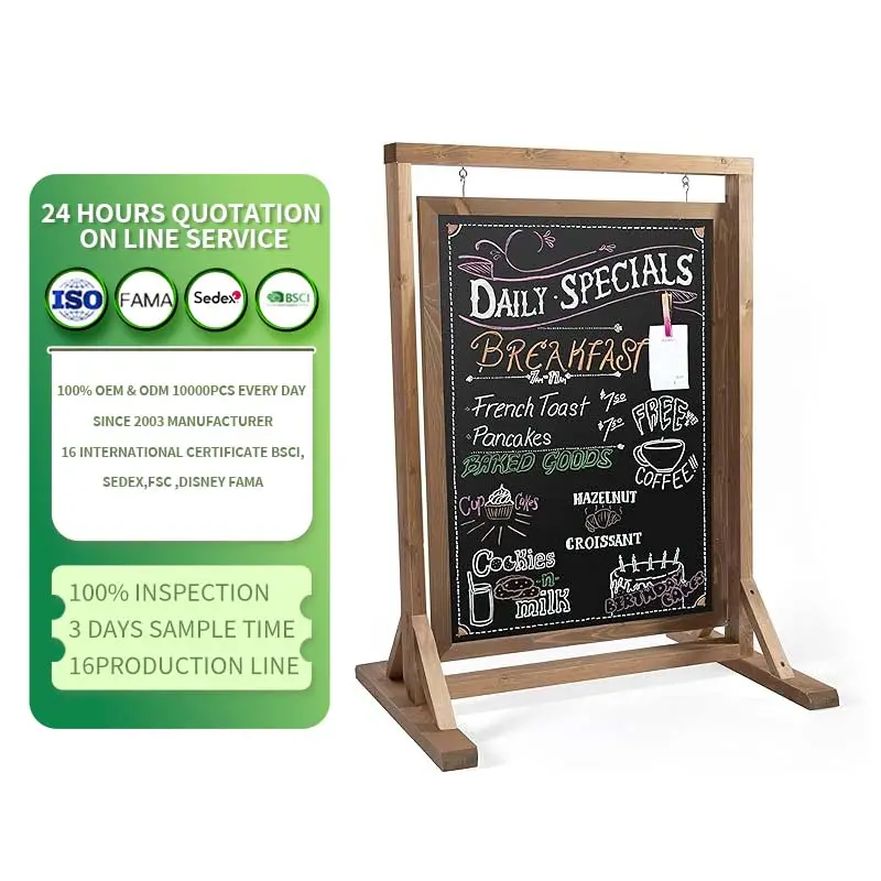 Rustiek Dubbelzijdig Swingend Bord Stoepbord Bord-Barnwood Magnetisch Een Frame Alternatief Menubord Sandwichbord Bericht