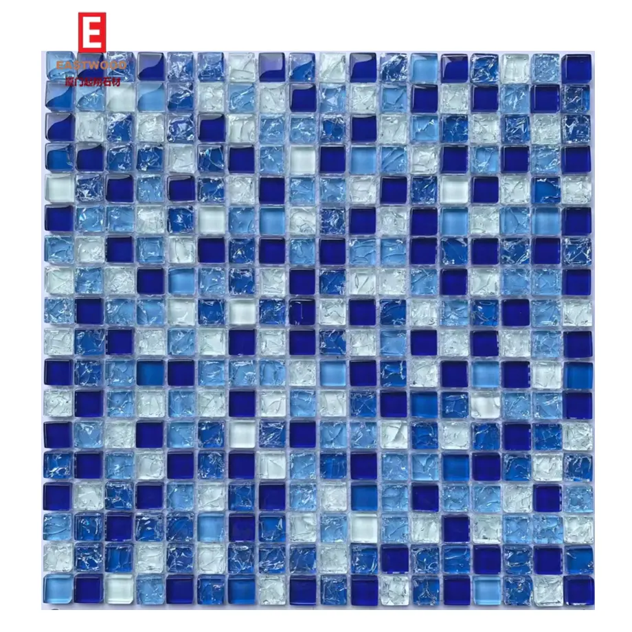 عالية الجودة نمط مختلف قزحي الألوان الأزرق الزجاج بلاط من الفسيفيساء للسباحة بركة