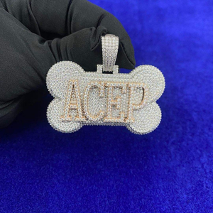 Ciondolo Hip-hop Ice-out al quarzo personalizzabile con nome, placcato oro 18k, con lettera, per ragazze - Product Image 6