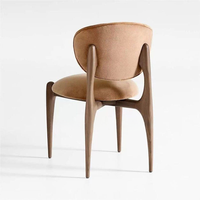 Chaises de salle à manger en velours marron, structure en bois massif, contemporaines pour la maison et l'usage commercial
