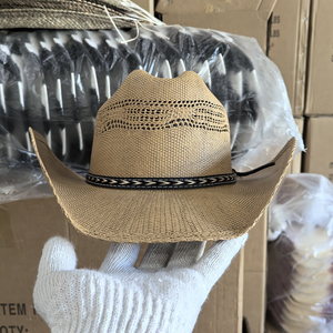 ウィービングハードシェルキャトルマンロングホーンカウボーイハットカウガールカントリーマン紙ストローメキシコワイドブリムシャポーバンゴラソンブレロス帽子 - Product Image 2