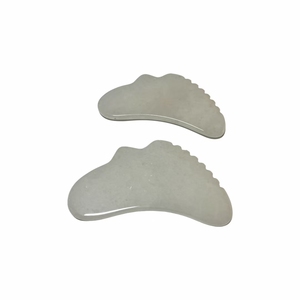 Masseur facial en pierre de jade blanche 100% naturelle, grattoir Gua Sha pour les soins de la peau - Product Image 2