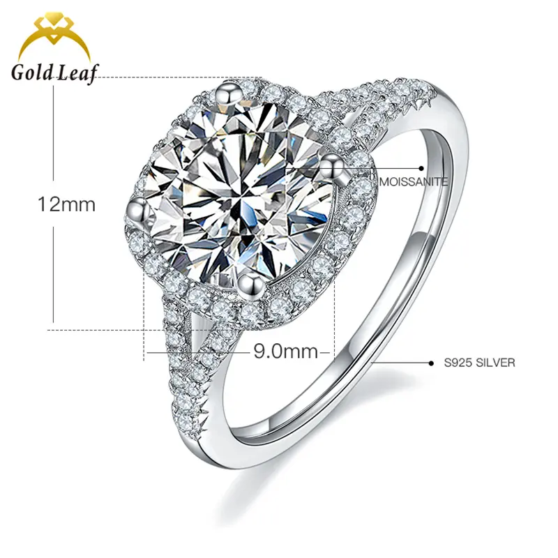 Goldleaf Fine Jewelry Ring Custom Diamond Engagement Wedding 14K 18K Gold Plated 925 Sterling Silver Moissanite Ring For Women