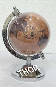 Nautical World Map Table <b>Globe</b> Rotated World <b>Globe</b> With Chrome Steel Base <b>Desk</b> & Office Decoration - Product Image 3