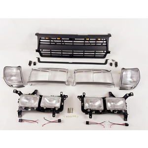 4x4 Off Road Auto Parts Parrilla delantera Parrilla de coche con LED Cromado Conjunto completo apto para Toyota <span class=keywords><strong>Lancruiser</strong></span> LC80 - Product Image 1