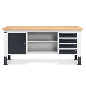 Fami WORK2007 Établi réglable de 200cm, fermé, plateau en bois, armoire et 4 tiroirs - Product Image 2