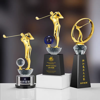 Trophée de golf personnalisé en cristal et métal pour club, récompense sportive, souvenir de tournoi de championnat