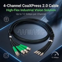 Kabel CoaXPress 4CH Fleksibel Tinggi 75Ω BNC ke HD Mini BNC Breakout Wire untuk Kamera Visi Industri, Catu Daya PoC