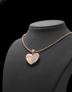 Collier pendentif cœur en argent sterling 925 plaqué or rose avec diamants pour femmes, bijoux de luxe pour mariage, fête, usage quotidien - Product Image 5